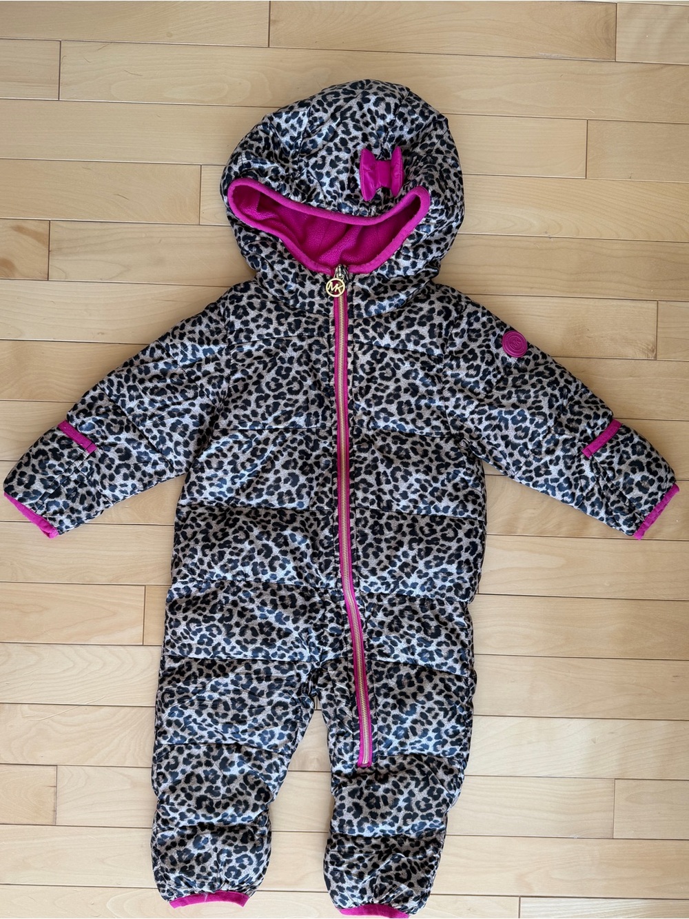 MICHAEL Michael Kors bay girls size 6-12 month pink leopard print snowsuit